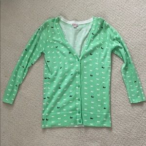 Green whale cardigan
